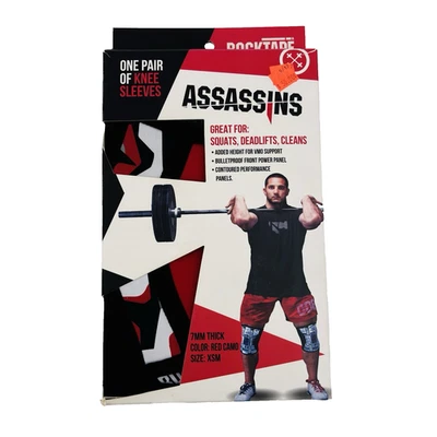 NEW Extra Small XSM RockTape Assassins XSM Compression Knee Sleeves 7mm Red Camo - Image 1 of 4