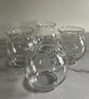 Set Of 4 Vintage Anchor Hocking Ruffled Vase Candle Holder Fish Ivy Bowl 5.25”