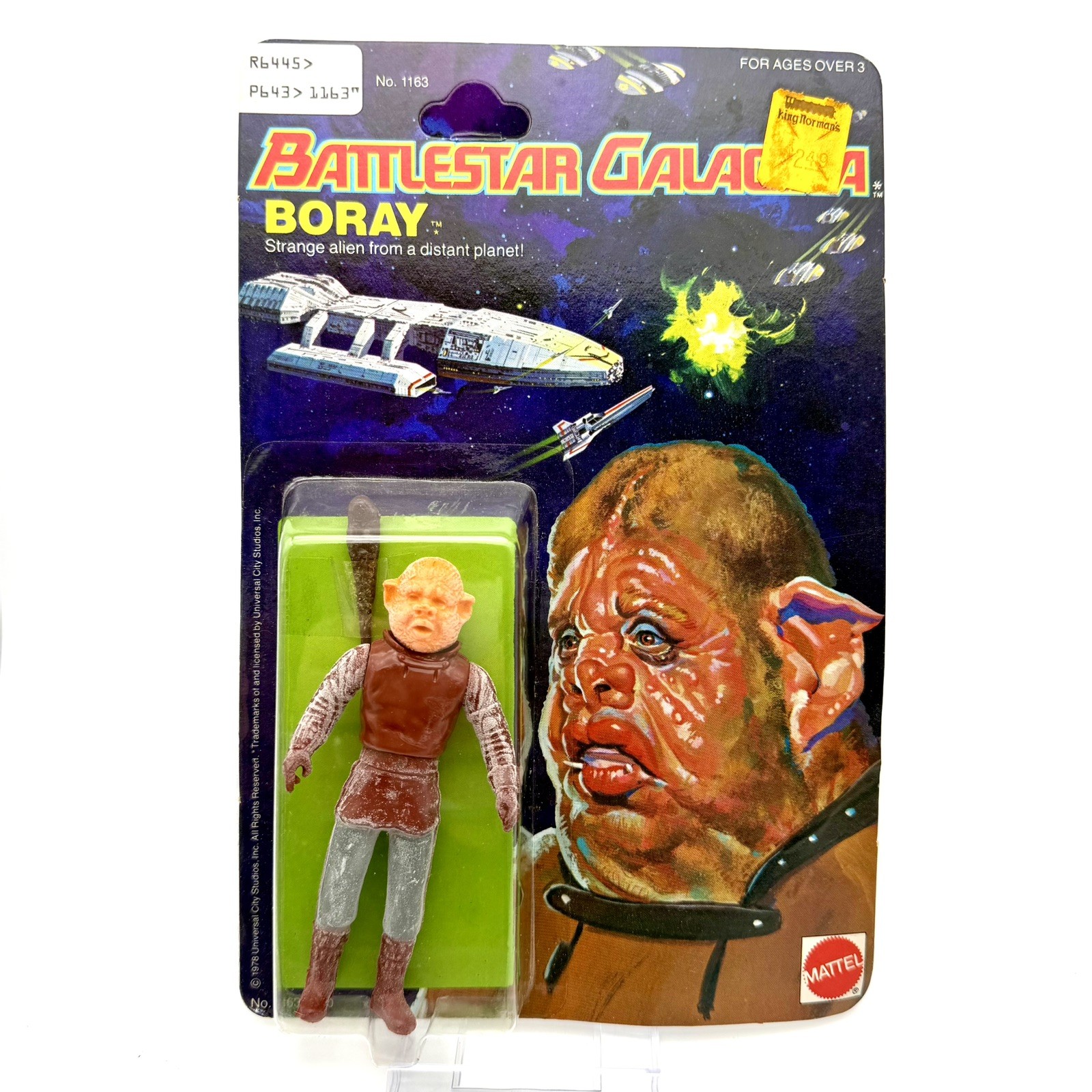 Vintage 1978  Battlestar Galactica 4" BORAY Figure Mattel Sealed Unpunched 