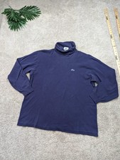 Vintage Izod Lacoste Shirt Mens XL Blue Cotton Turtleneck Long Sleeve Croc Logo