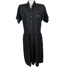 Oscar de la Renta for SWIRL Shirt Dress Vtg Sz 14 USA Denim 100% Cotton Snap
