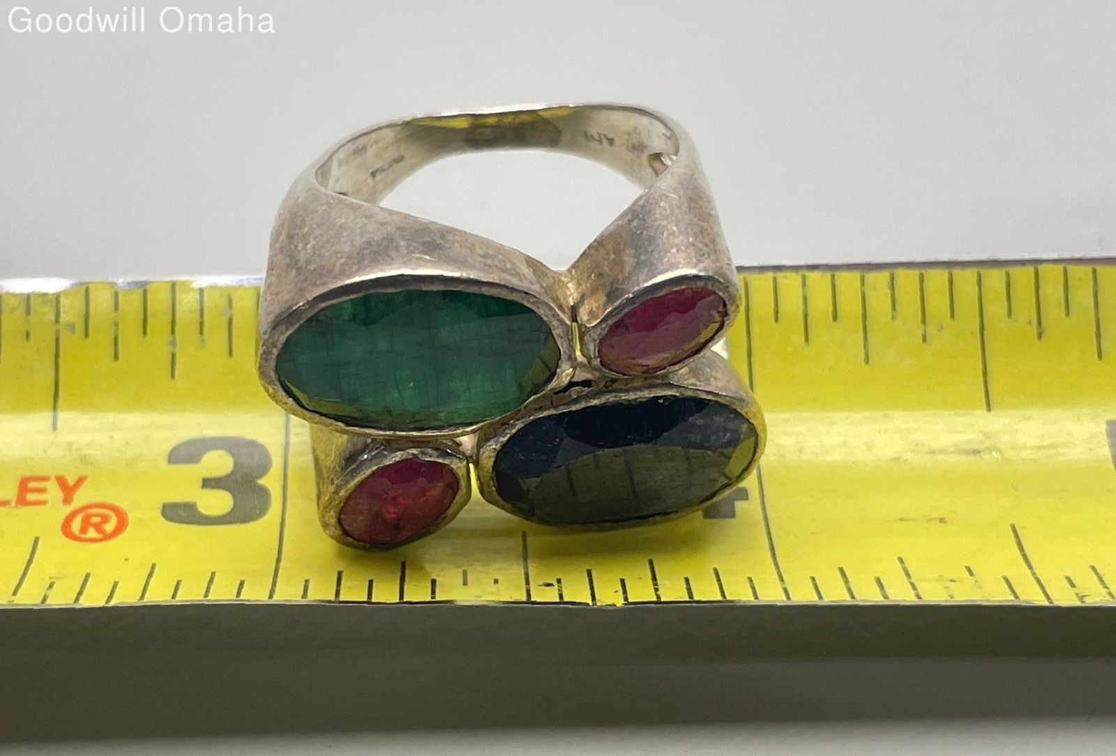 Sterling Silver Multi-Gemstone Abstract Ring (Siz… - image 7