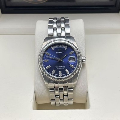 Titoni Blue 22-Diam Dial Cosmo King 787 Day Men's Watch Automatic 38mm Date