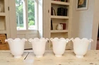 "Set of 4 Vintage White Milk Glass Fluted Ruffled Lamp Shades 2-inch Fitter