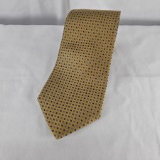 Brooks Brothers Silk Polka Dot Tie Gold Navy Woven England USA Professional