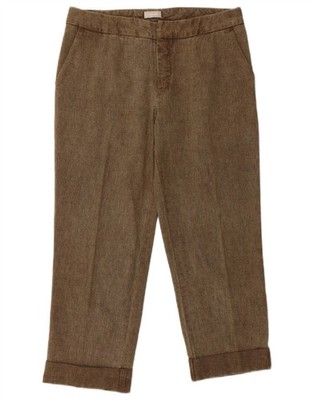 Stefanel Womens Cropped Trousers EU 36 Small W28 L21 Brown Herringbone AQ04