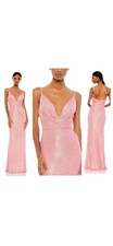 Mac Duggal SEQUINED DRAPED V NECK GOWN CORAL SIZE 18 26945 Pink SHIPS FAST