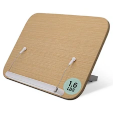 Wood Book Stand - Holder for Reading Hands Free Foldable Adjustable Display