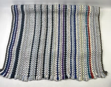 Vintage Hand Woven Rag Rug 22.5"x33" Colorful Throw Scatter Rug/Mat