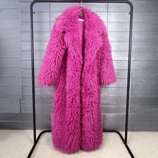 Women Colorful Wool Furry Coat Faux Fur Suit Collar Winter Long Sleeve Warm Coat