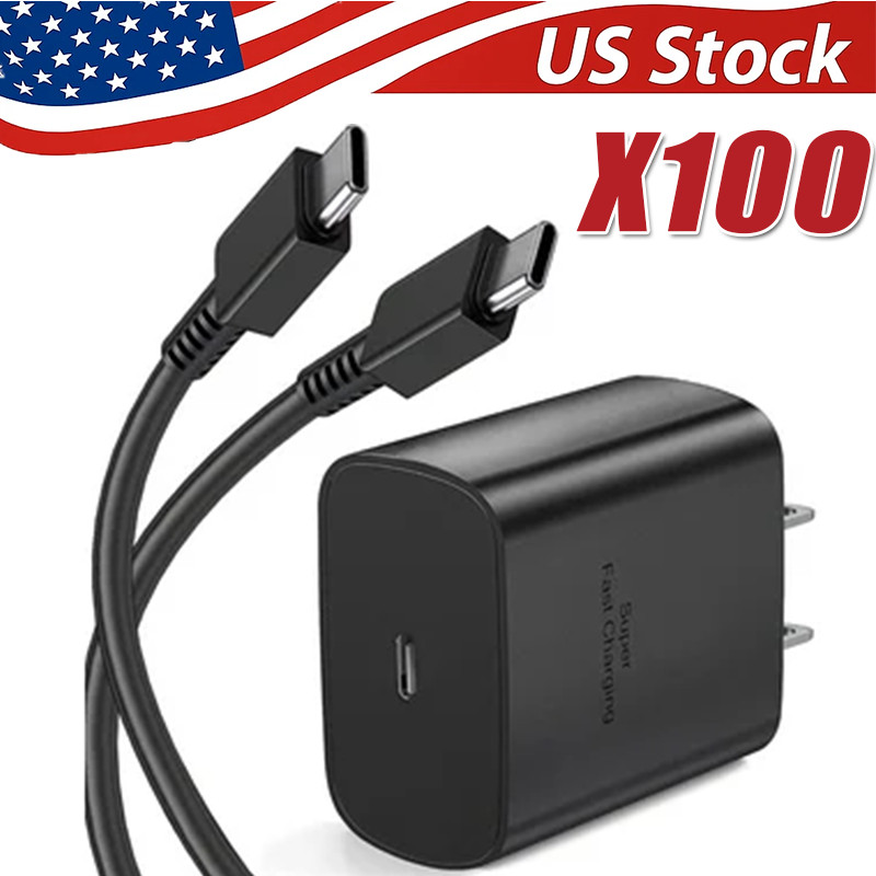 25w Type USB-C Fast Wall Charger+6FT Cable For Samsung Galaxy S20 S21 5G lot US