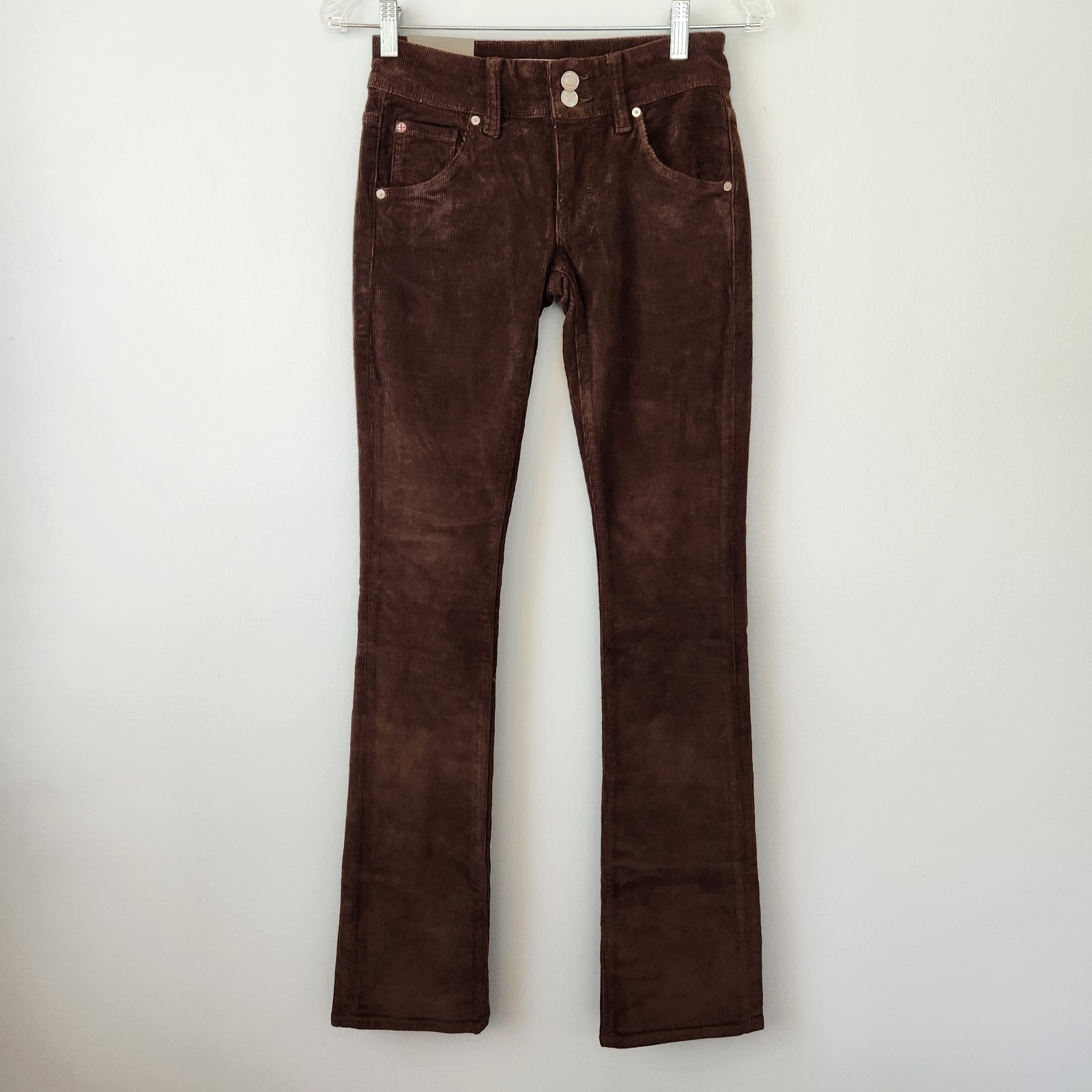 Hudson Pants Women's 23 Beth Mid-Rise Baby Bootcut Brown Grunge Retro Corduroy