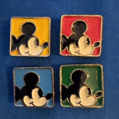Vintage Mickey & Co Disney Primary Colors Mouse Square Set 4 Button Covers 2132