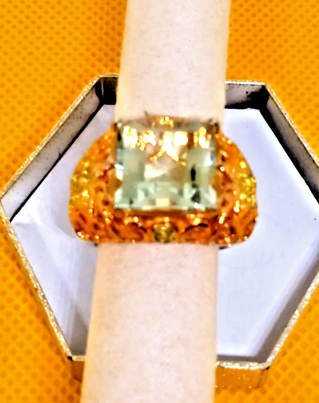 Green Amethyst Hebei Peridot 14K YG Over Sterling Silver Star Ring Size7 :8.22ct - Image 3 of 4