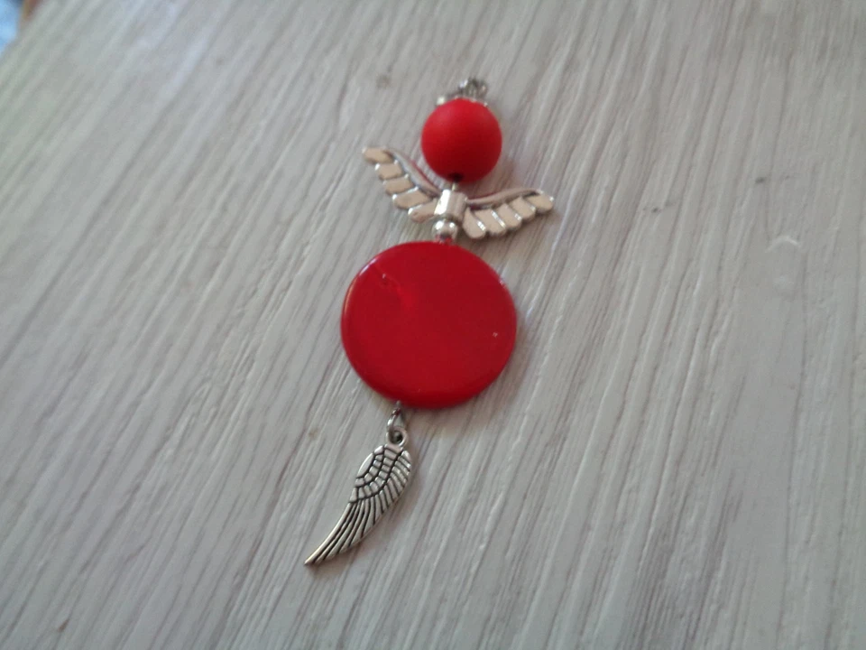 1 Stück XL Schutz-Engelanhänger/Charm Perlmutt rot - Bild 2 von 2