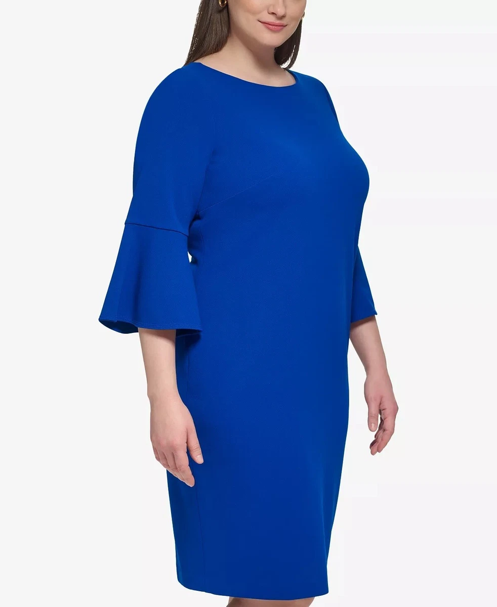 knee length formal dresses plus size Plus Size Simple Black Knee Length Semi Formal Dress with Sheer Sleeves S69011