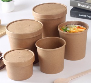 Download 50 X Kraft Paper Soup Containers Cups Heavy Duty In 8oz 12oz 16oz 26oz 32oz Lids Ebay