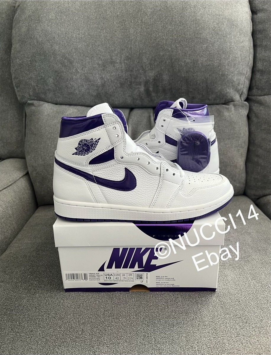Nike Air Jordan 1 Retro High OG Court Purple White Size 10 Womens