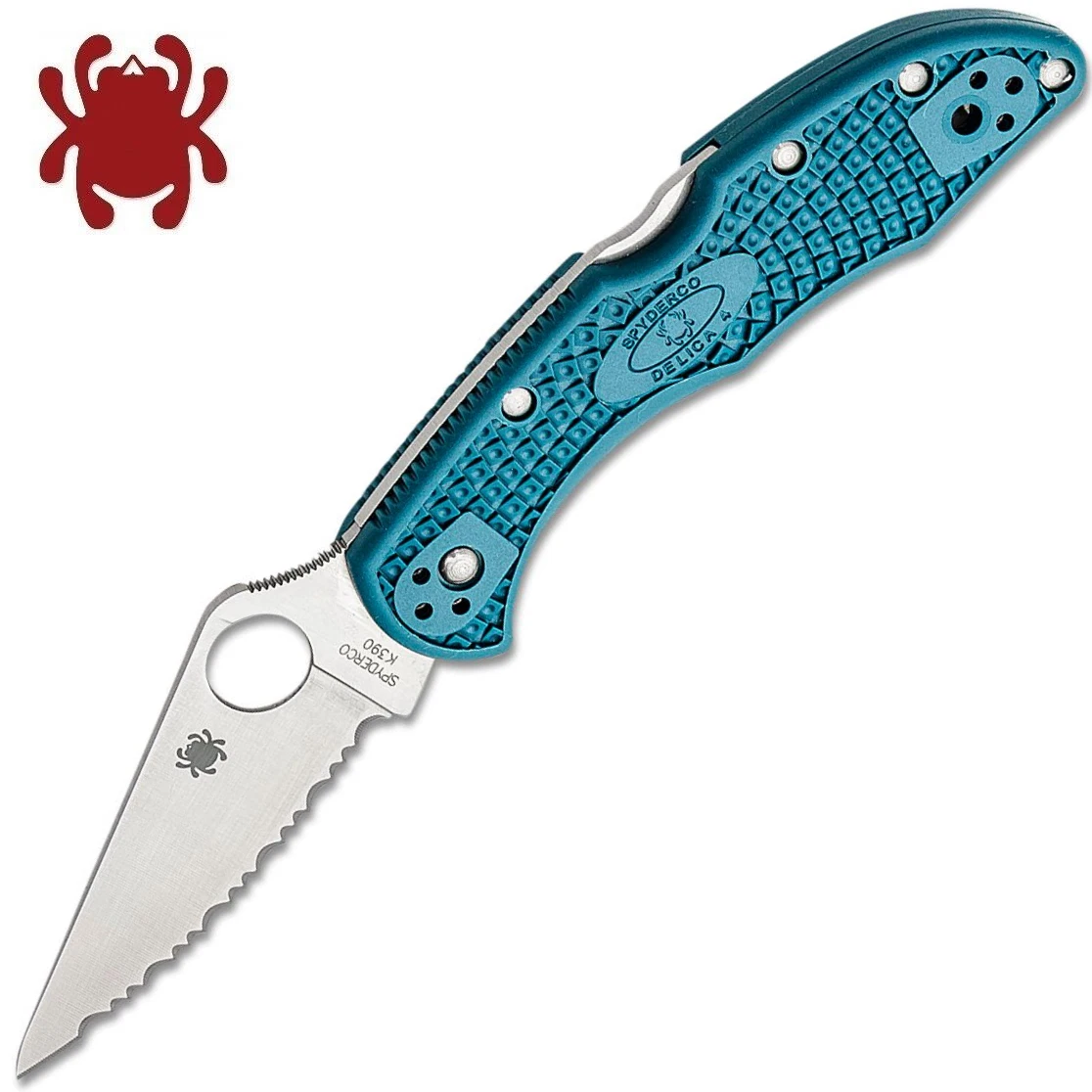 Spyderco Delica 4 K390 Satin Serrated Blade Blue FRN Handles C11FSK390