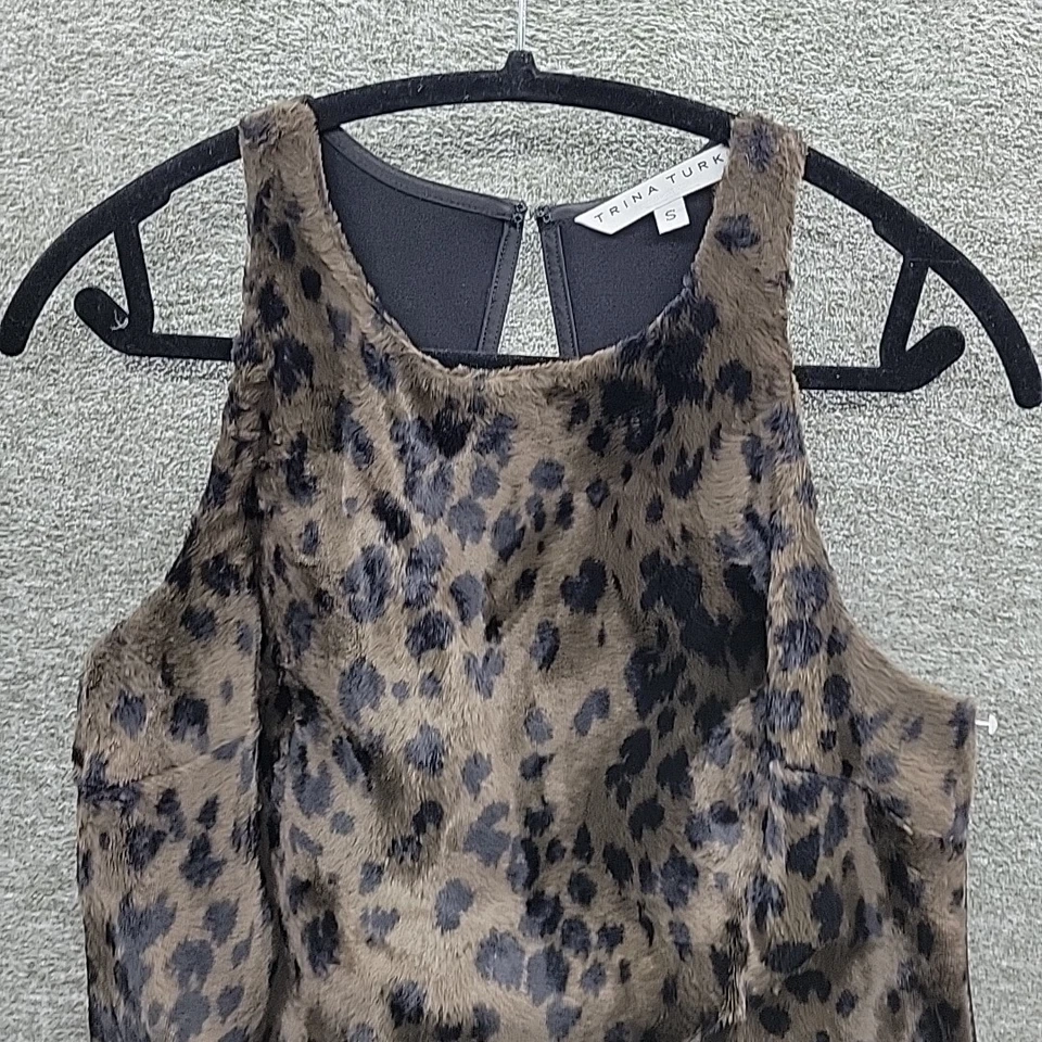 Top Trina Turk para mujer pequeño marrón negro estampado de leopardo piel sintética nuevo sin etiquetas Foto 2 de 4