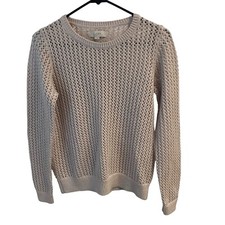 Loft Ladies Sweater Pastel Pink Size Medium Round Neck Cotton
