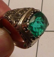 Cushion Cut Green Quartz Solid Sterling Silver 925 Gemstone RING Size 7