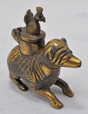 Brass Dog Figure Ink Well Pot Hand Crafted Engraved