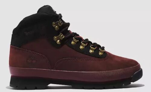 Timberland Euro Hiker Mid Men’s Size 11 Boot Burgundy Red Black Nubuck Shoe