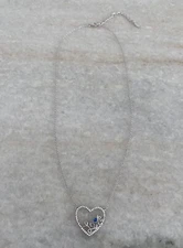 Caperci 925 Sterling Silver Created Blue Sapphire Love Open Heart Necklace 18.5”