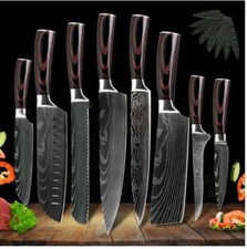 Kitchen Chef's Knife Set of 8 German Steel Damascus Pattern