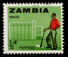 ZAMBIA QEII SG94, &frac12;d red, black & yellow-green, FINE USED.