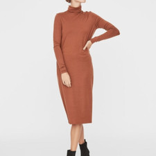 Vero Moda Turtle Neck Dress in Deep Orange