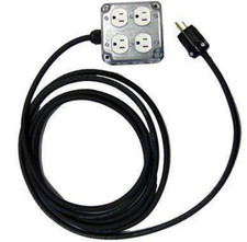 Quad Duplex Box 4 AC Outlets 25 feet, 12 gauge 3 Hardwired Power Cable