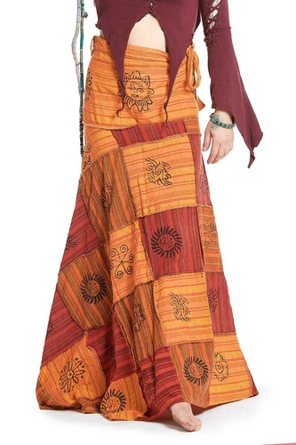 Patchwork Hippy Gonna, Lungo Boho Avvolgere Etnico Festival Abbigliamento |  eBay