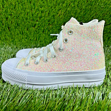 Converse Chuck Taylor All Star Hi Lift Platform Womens size 6 White Pink Glitter