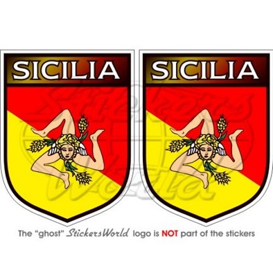 SICILY Sign ITALY Sicilian 75mm Car Stickers x2 VinyStickers Decals