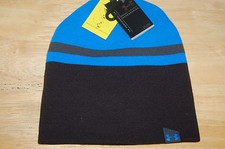 under armour mens 4 in 1 beanie 2.0 coldgear hat black blue jet reversible osfa