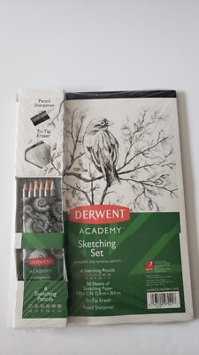 Derwent Academy Sketching Set - Pencils, Paper, Eraser, Sharpener - for Artists