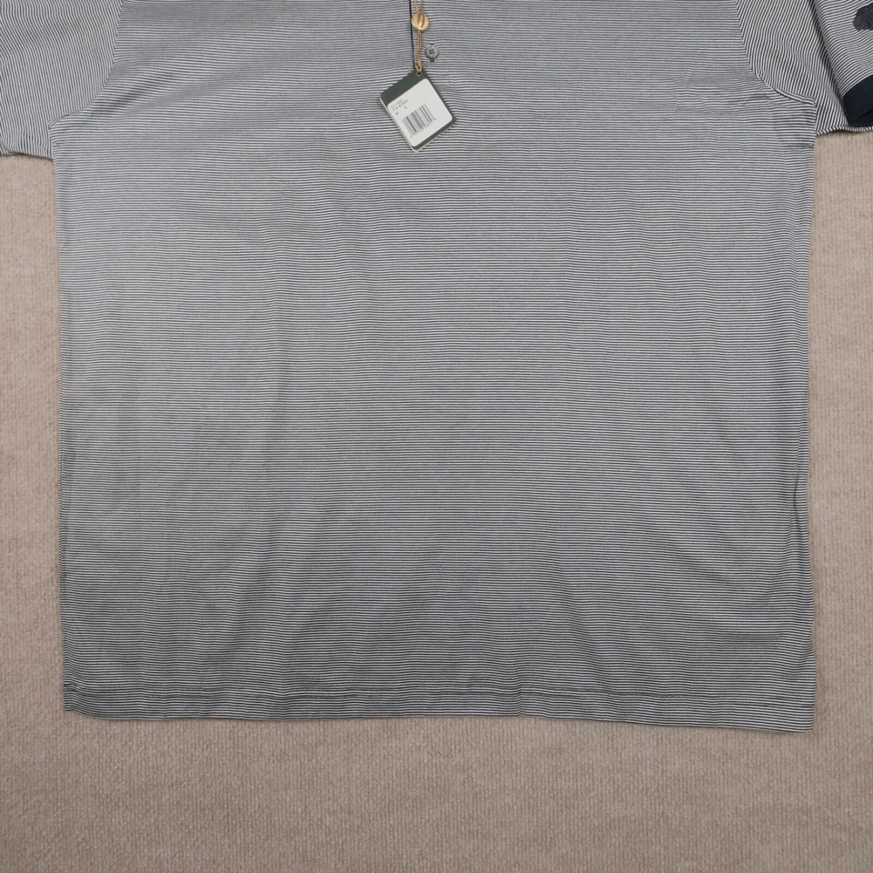 NWT Bobby Jones Collection Golf Polo Men's XL Navy/Silver Stripe Made in Italy - Image 2 of 4