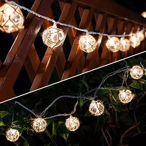 Nautical Fish Float String Lights Outdoor, Beach String Lights Set of 10  Clear G