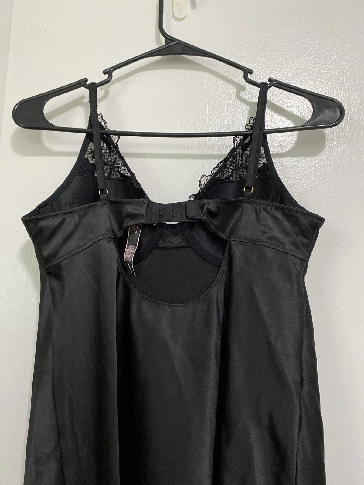 UNDERCOVER Victoria's Secret abito nero slip taglia M camicia da notte pizzo reggiseno donna