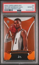 2023 TOPPS MERCURY ORANGE REFRACTOR #9 VICTOR WEMBANYAMA ROOKIE RC 13/25 PSA 10