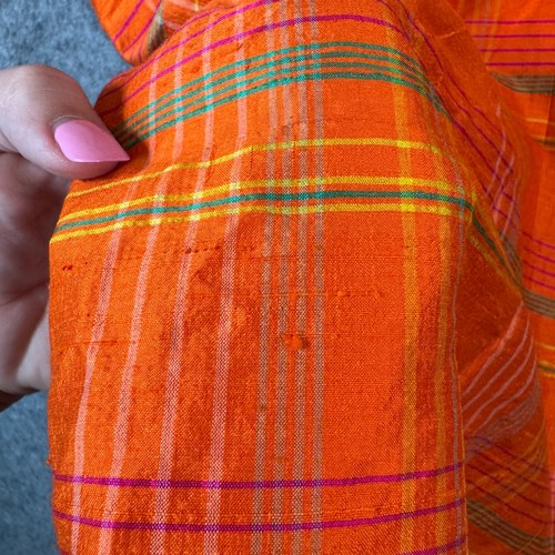 Vtg Maggy London Silk Plaid Spaghetti Strap Sun Dress Size 12 Front Bow Preppy - Picture 11 of 12