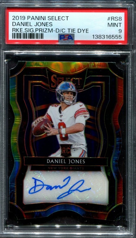 Daniel Jones -- PSA 9 -- Tie Dye /25 -- Rookie Auto -- 2019 Select