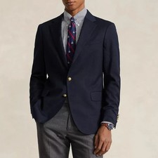 Vtg Polo Ralph Lauren Chaps 100 Wool Navy Blazer Men 38R Gold Button Canada