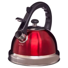 Whistling Tea Kettle 1.7 Qt Stainless Steel Stovetop Pot Red