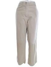 Minimalist Trousers Beige Twill Cotton Blend Chino Button Front Lands' End US 6