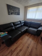 Black Leather Corner Sofa Corner Unit for Living Room 190x80cm H44cm