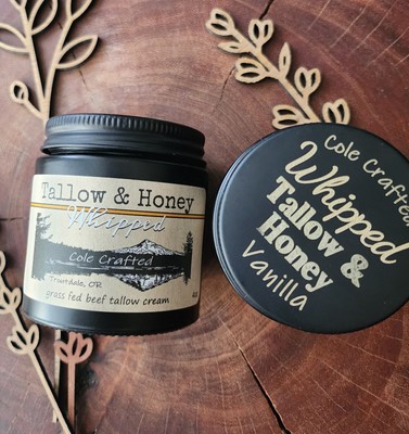 Vanilla Whipped Tallow & Honey grass fed local honey 4oz 