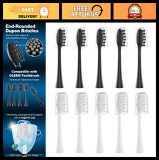 10 Pack Replacement Toothbrush Heads for Electric Toothbrushes - 5 Black 5 Whi